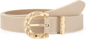 LEACOOLKEY Leather Belt for Women Ladies Waist Belt for Jeans Dress Fashion Leather Belt with Gold Buckle