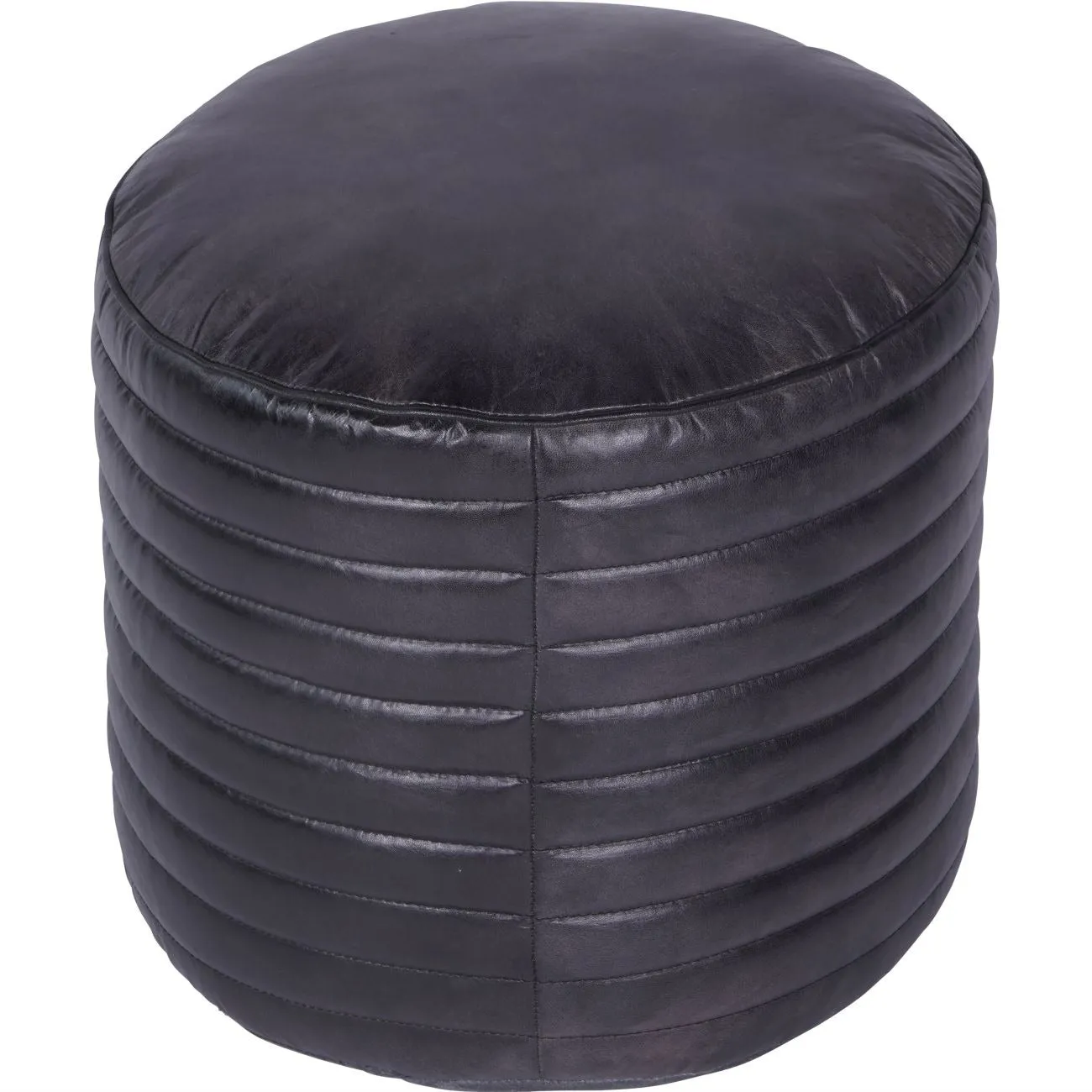 Libra Interiors Round Pouffe – Charcoal Grey Leather