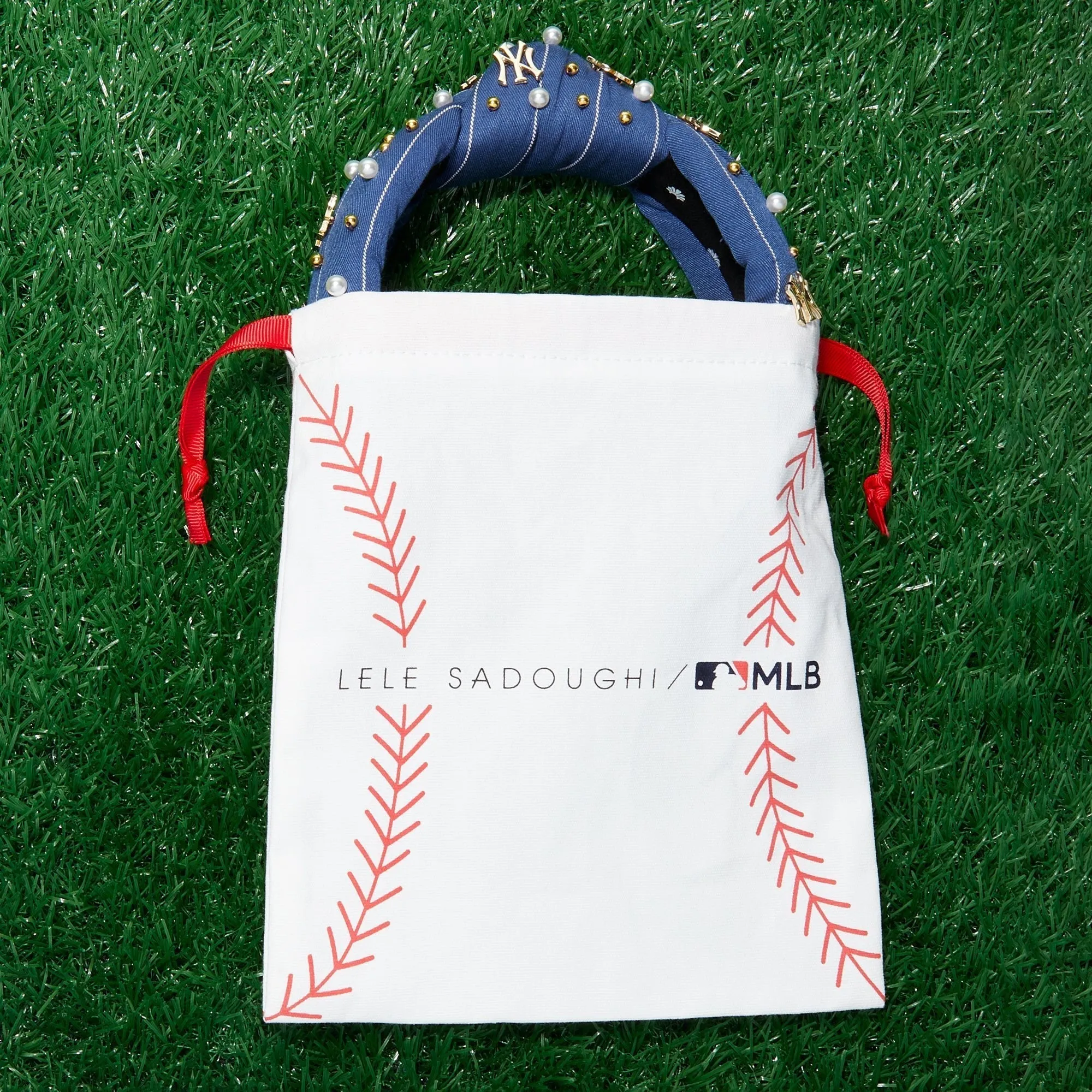 LOS ANGELES ANGELS LELE SADOUGHI / MLB IVORY EMBROIDERED KNOTTED HEADBAND
