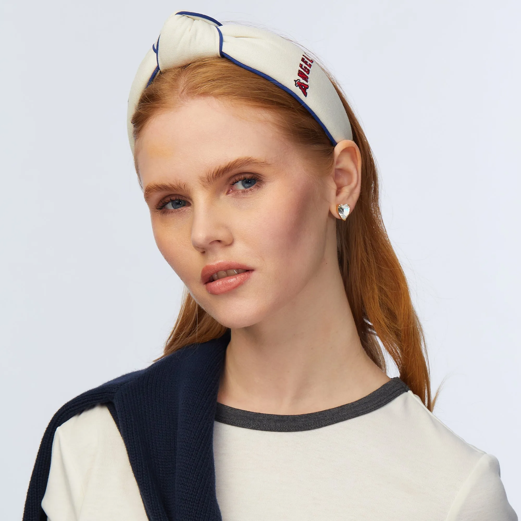 LOS ANGELES ANGELS LELE SADOUGHI / MLB IVORY EMBROIDERED KNOTTED HEADBAND