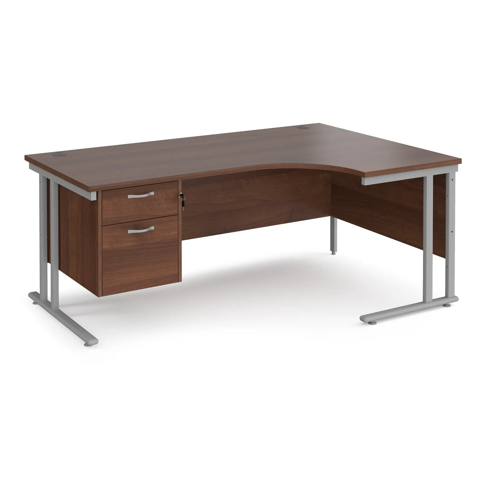 Maestro 25 right hand ergonomic desk with 2 drawer pedestal
