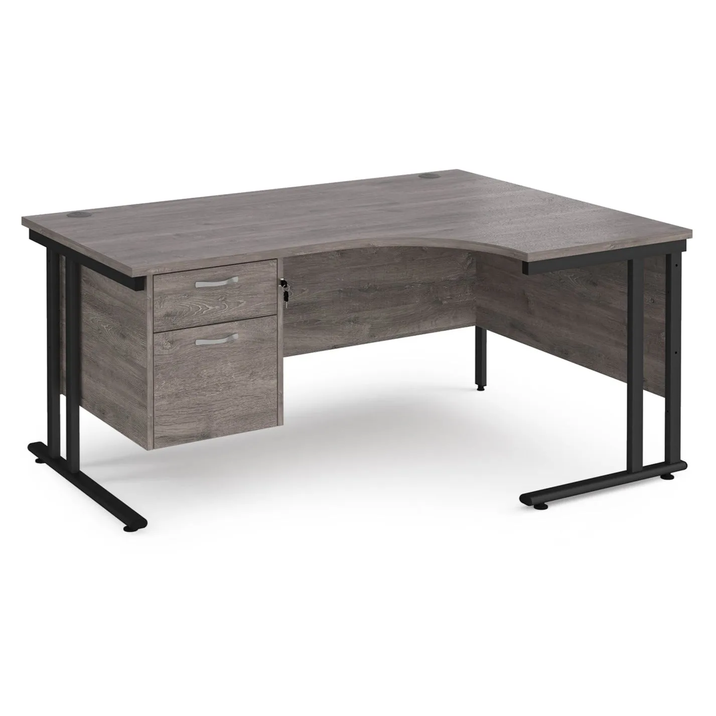 Maestro 25 right hand ergonomic desk with 2 drawer pedestal
