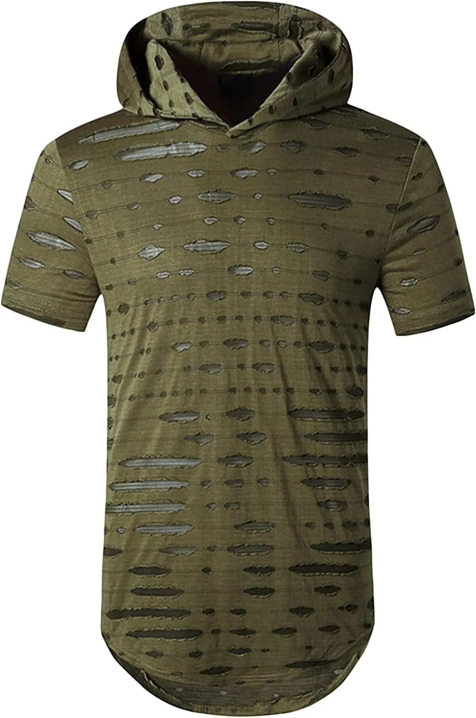 Mens Athletic Hooded Longline T Shirt Lightweight Gym Athletic Hoodie T-Shirts Casual Variety Sport Short Sleeve