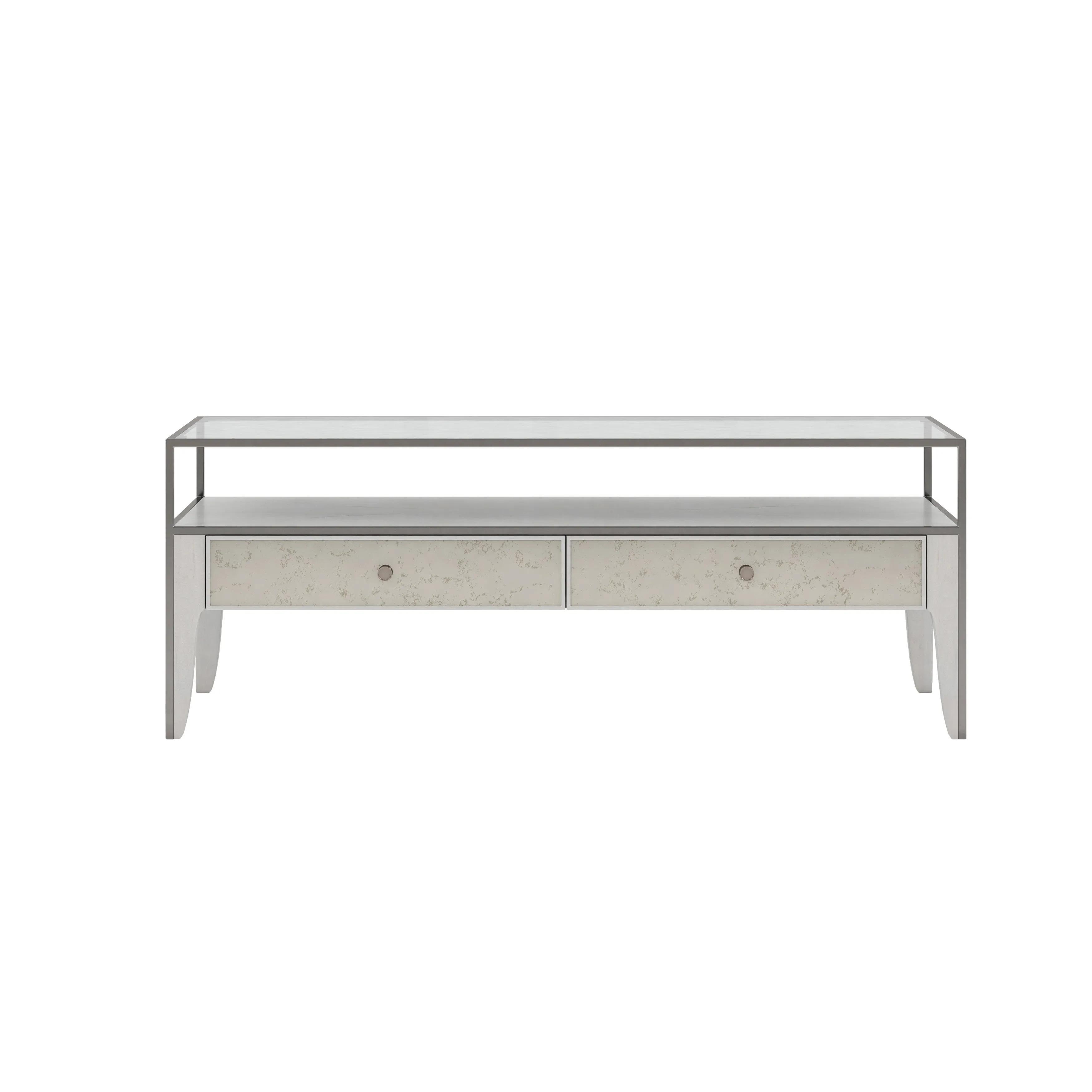MEZZANINE Dove Grey Wood 2 Drawers Coffee Table