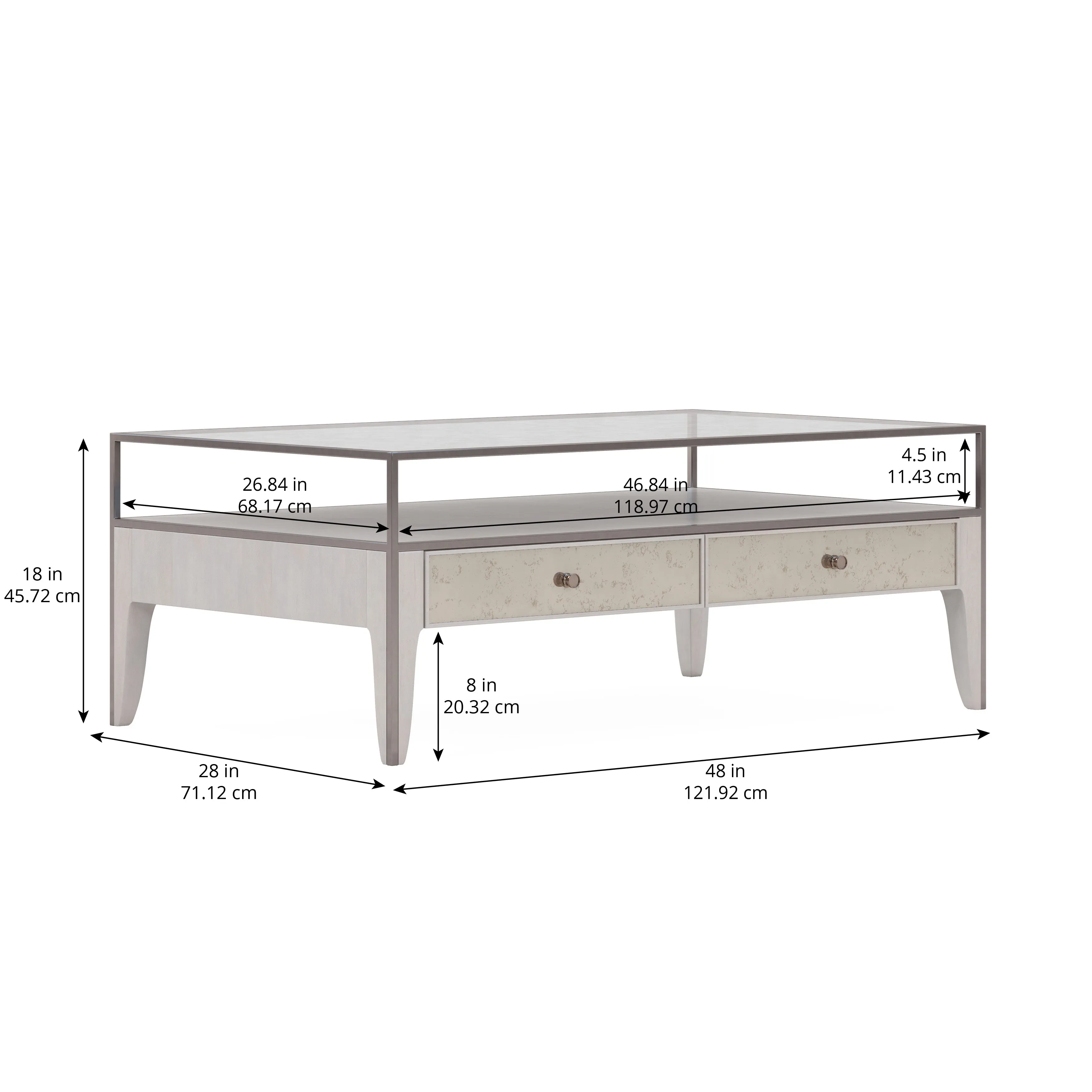 MEZZANINE Dove Grey Wood 2 Drawers Coffee Table
