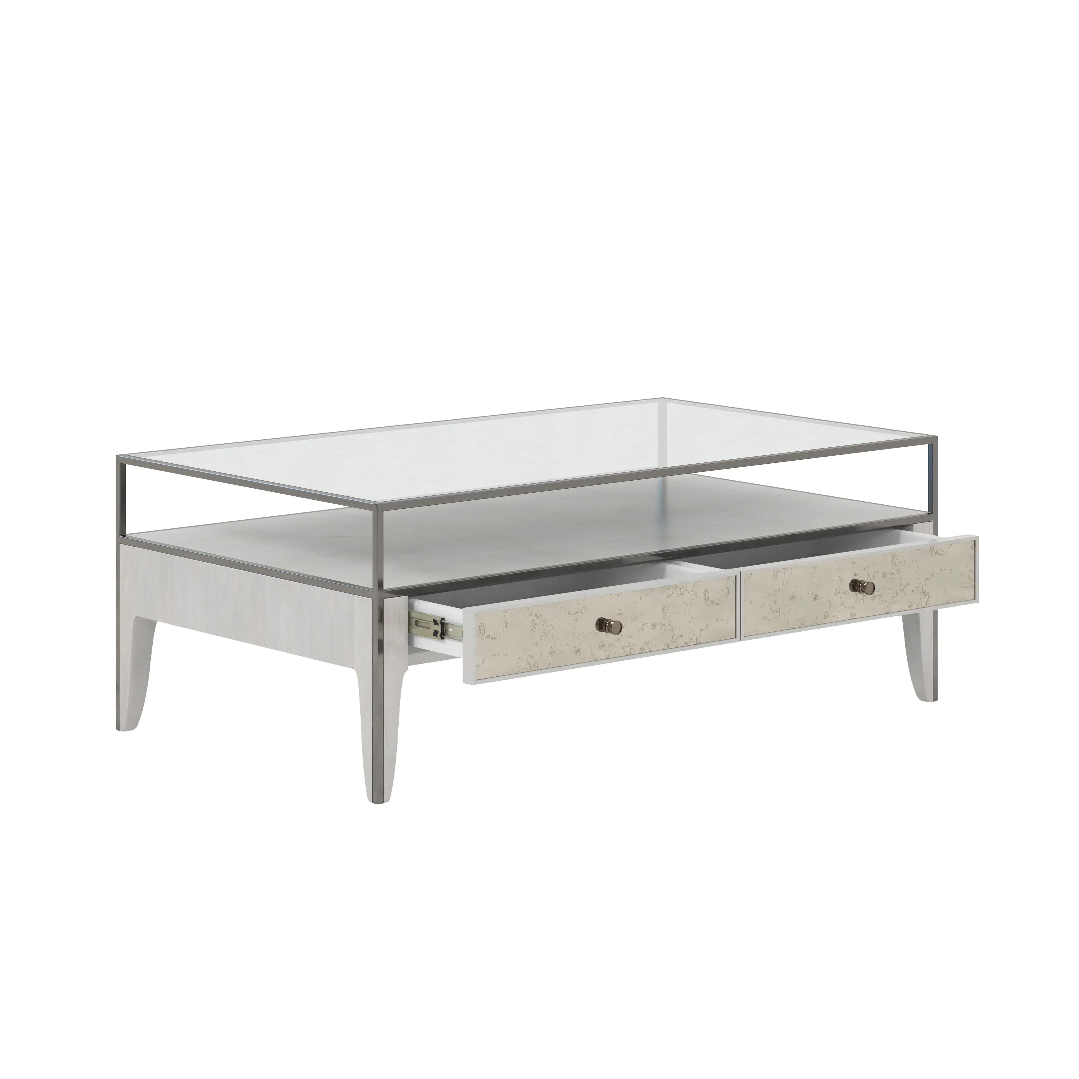 MEZZANINE Dove Grey Wood 2 Drawers Coffee Table