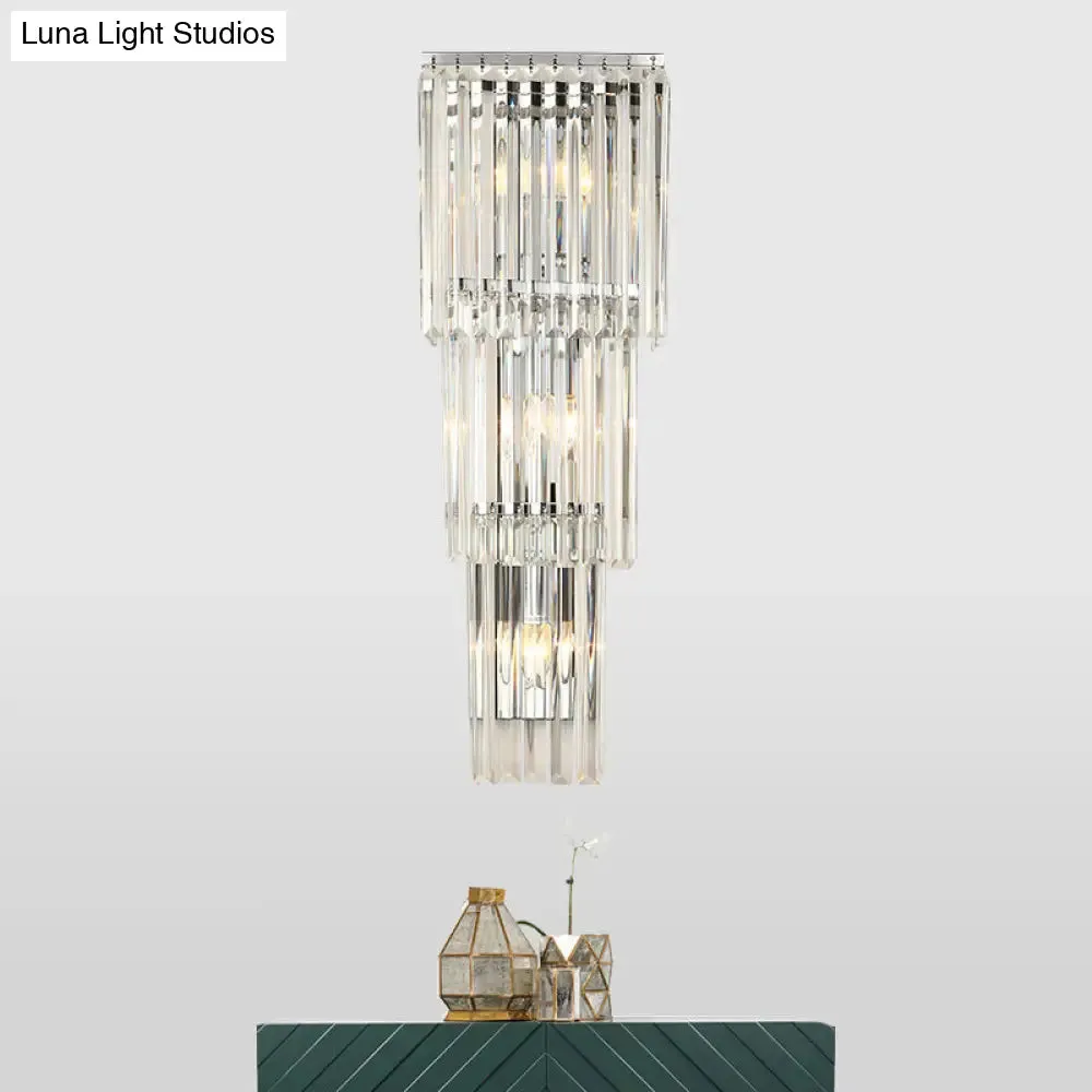 Modern 3-Head Wall Sconce Light with Clear Glass Shades - Stylish Prismatic Design - Wall Mounted Lamp