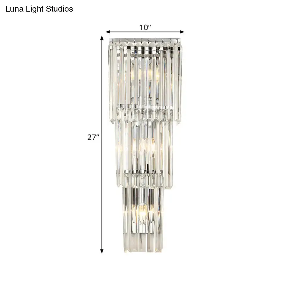 Modern 3-Head Wall Sconce Light with Clear Glass Shades - Stylish Prismatic Design - Wall Mounted Lamp