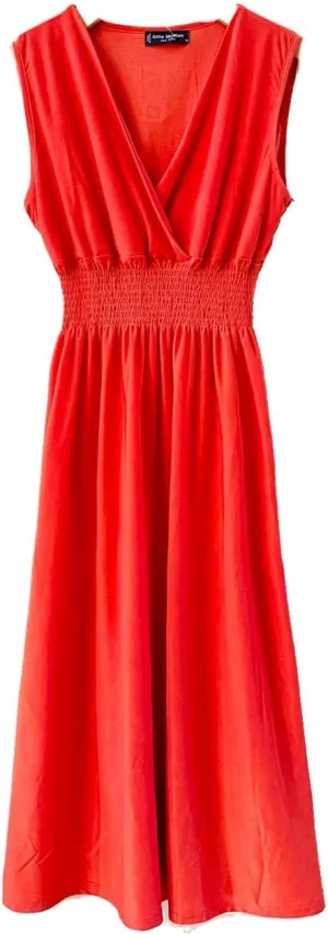 Plum Feathers Casual Smocked Dress, Exotic Print Maxi/Midi Dress, V Neck, Plus & Regular Sizes, Maternity/Nursing Dresses
