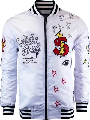 SCREENSHOT Hip-Hop Urban NYC Fashion Bomber Jacket - Modern Outdoor Lightweight Streetwear Graffiti Print Zip Up Top