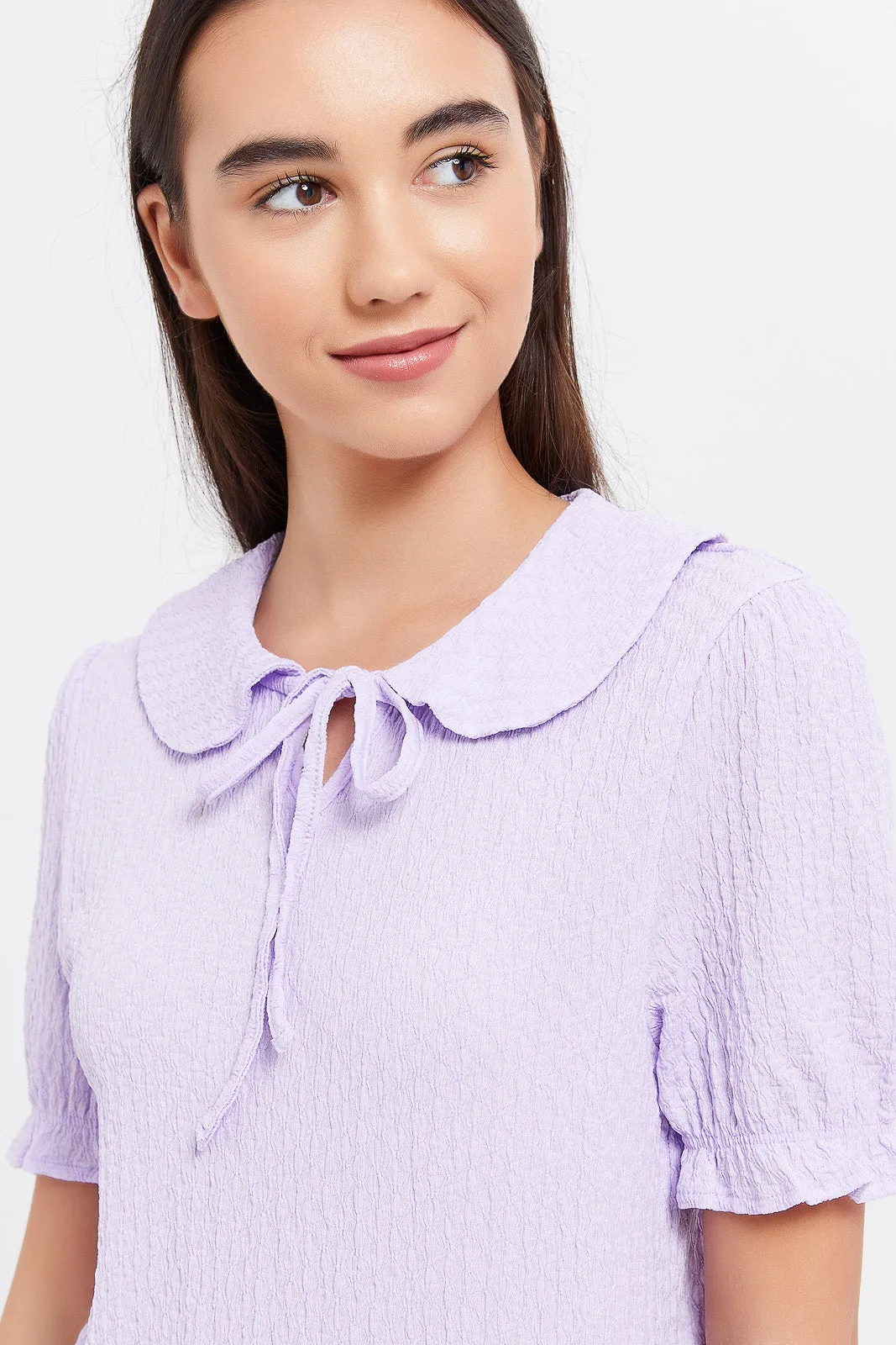 Senior Girls Lilac Peter Pan Textured Top