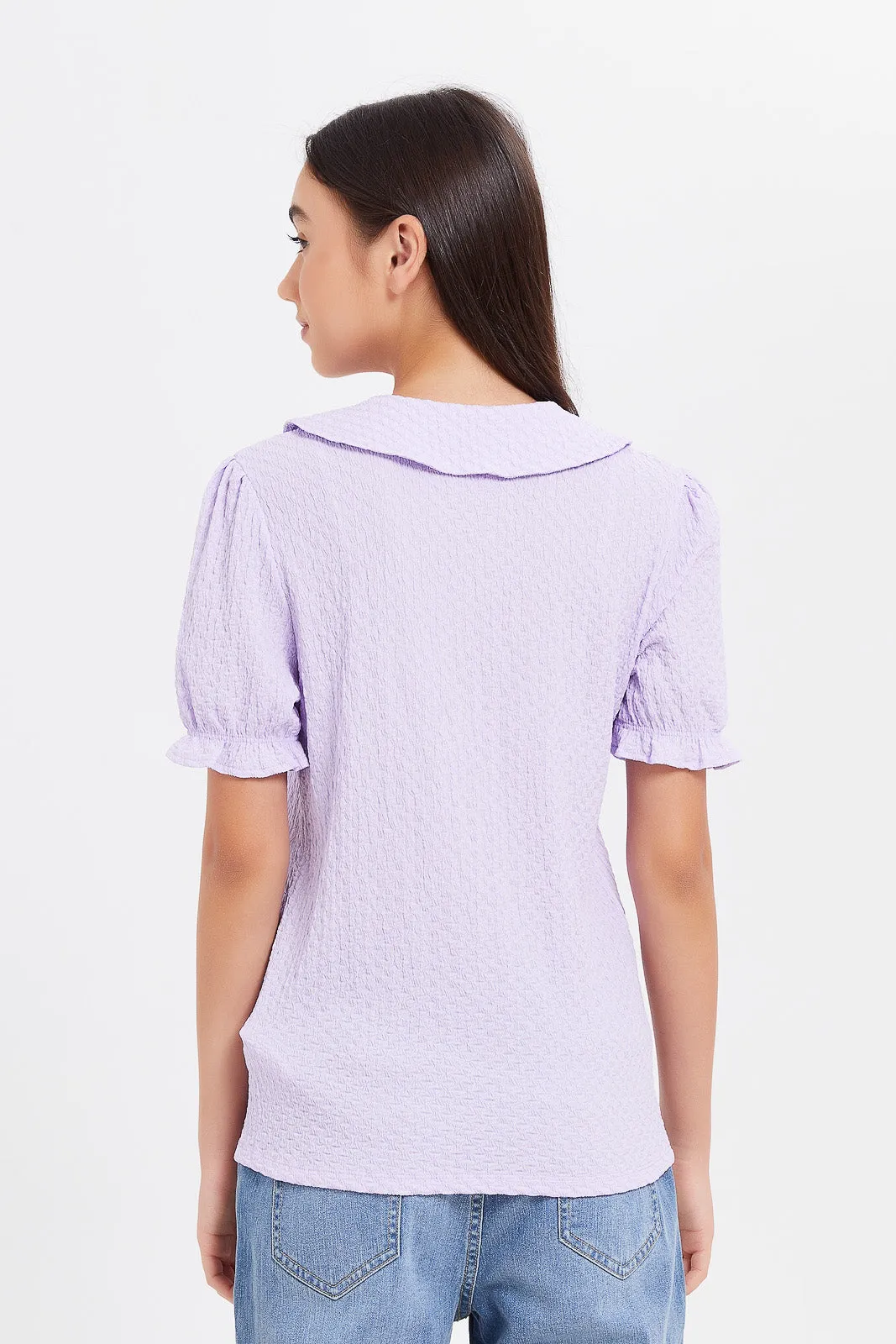 Senior Girls Lilac Peter Pan Textured Top