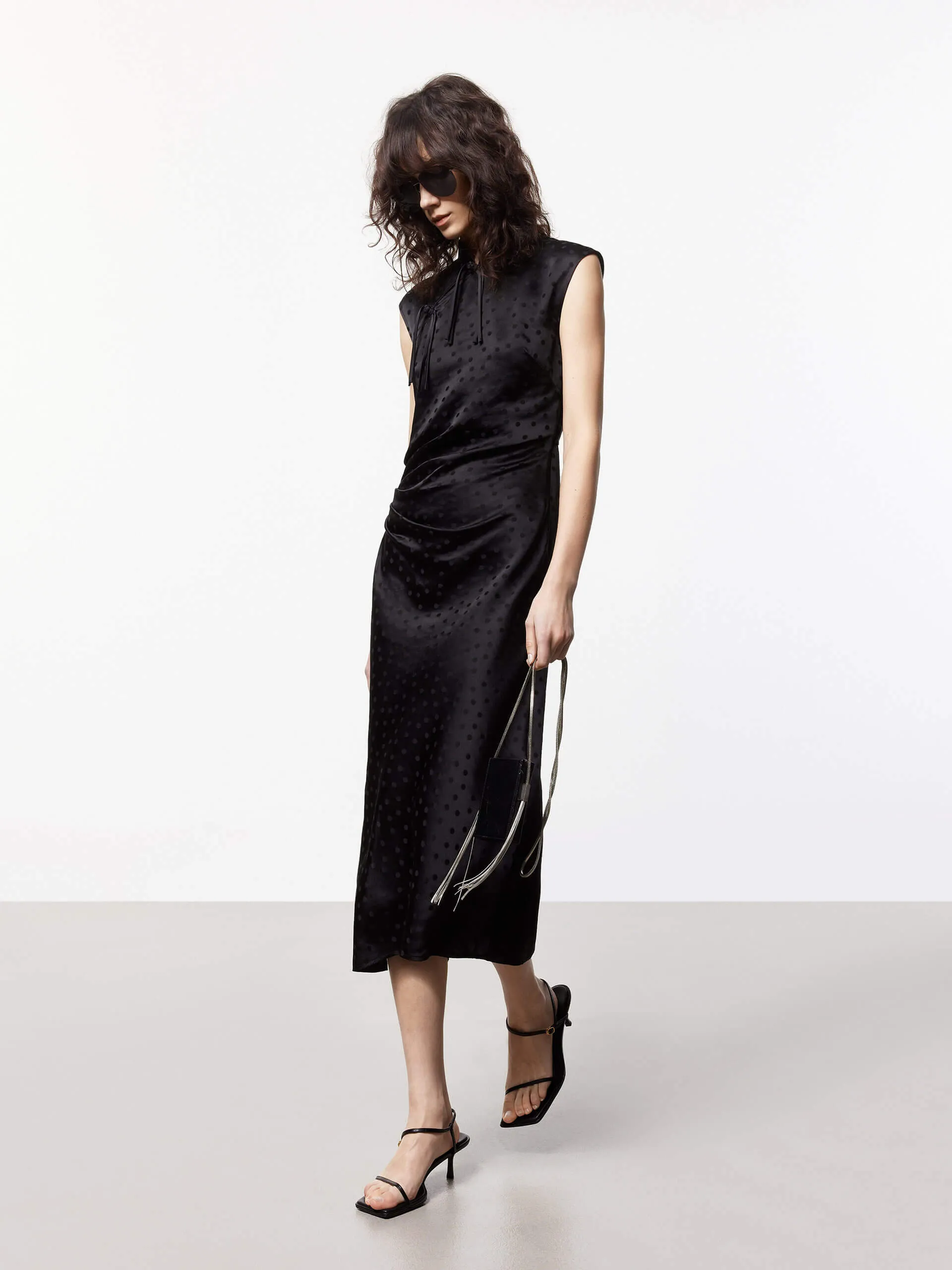 Silk Blend Pleated Dress