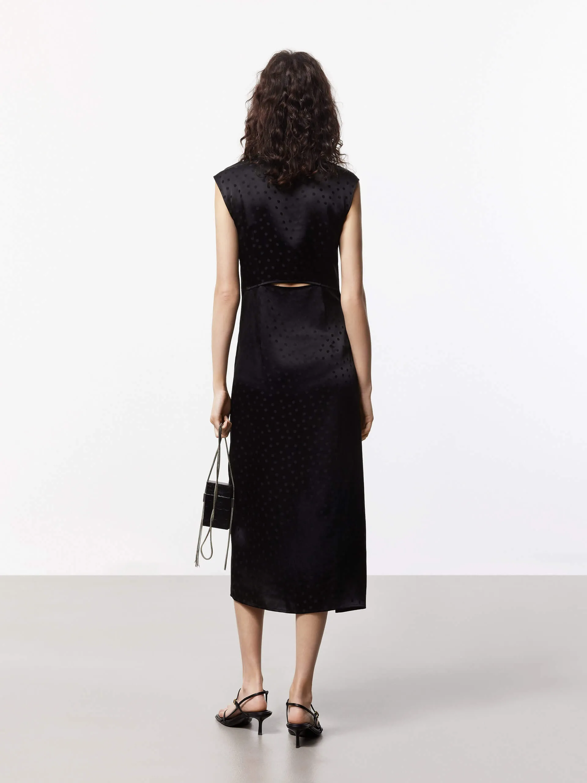 Silk Blend Pleated Dress