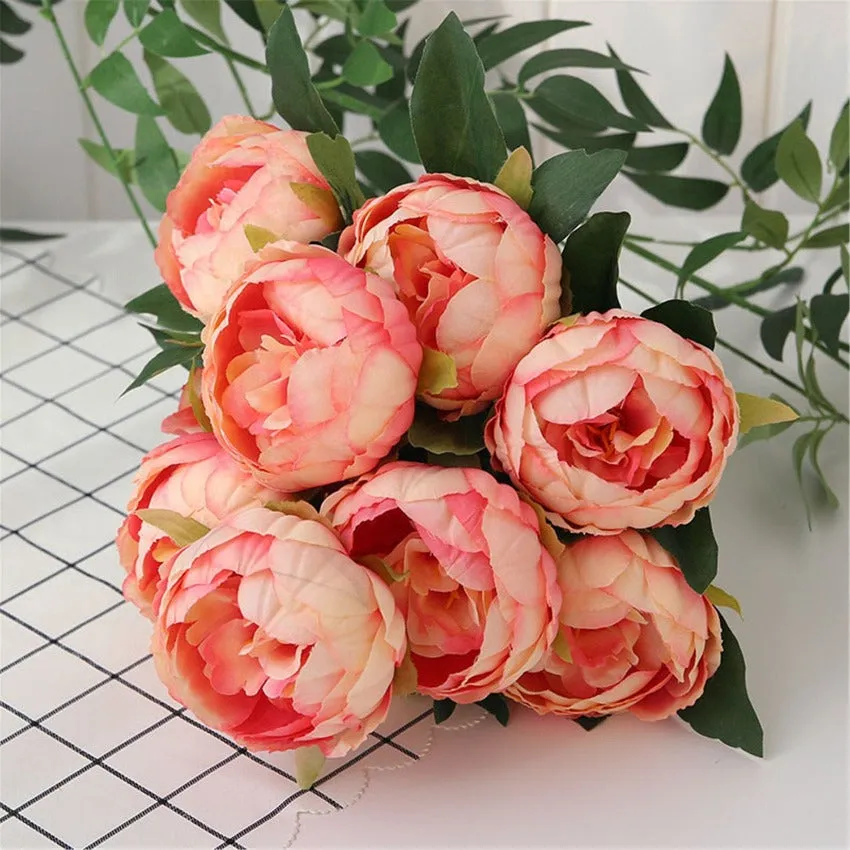 Silk Peony Bouquet Artificial Flowers Peony Arrangement Home Decoration