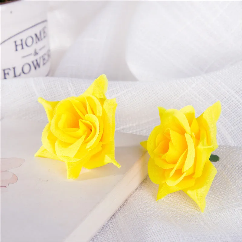Silk Rose Heads Small Artificial Flowers 100PCS