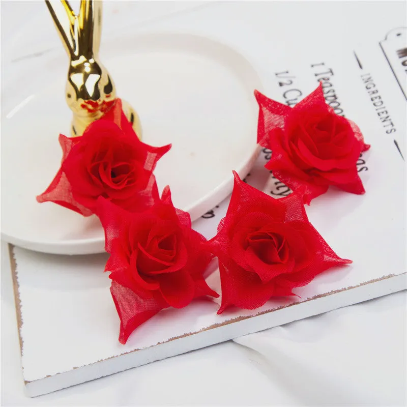 Silk Rose Heads Small Artificial Flowers 100PCS