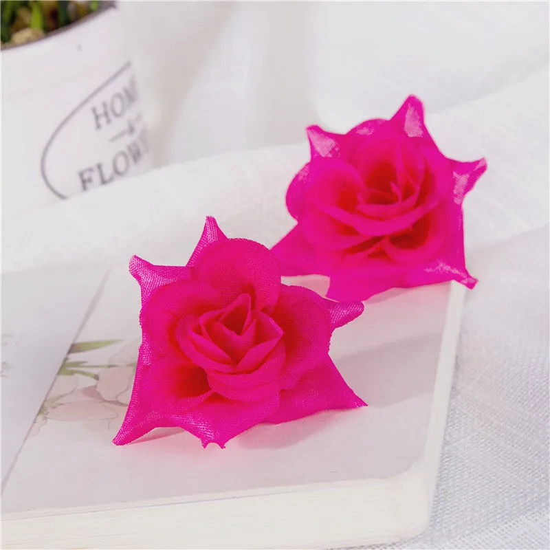 Silk Rose Heads Small Artificial Flowers 100PCS