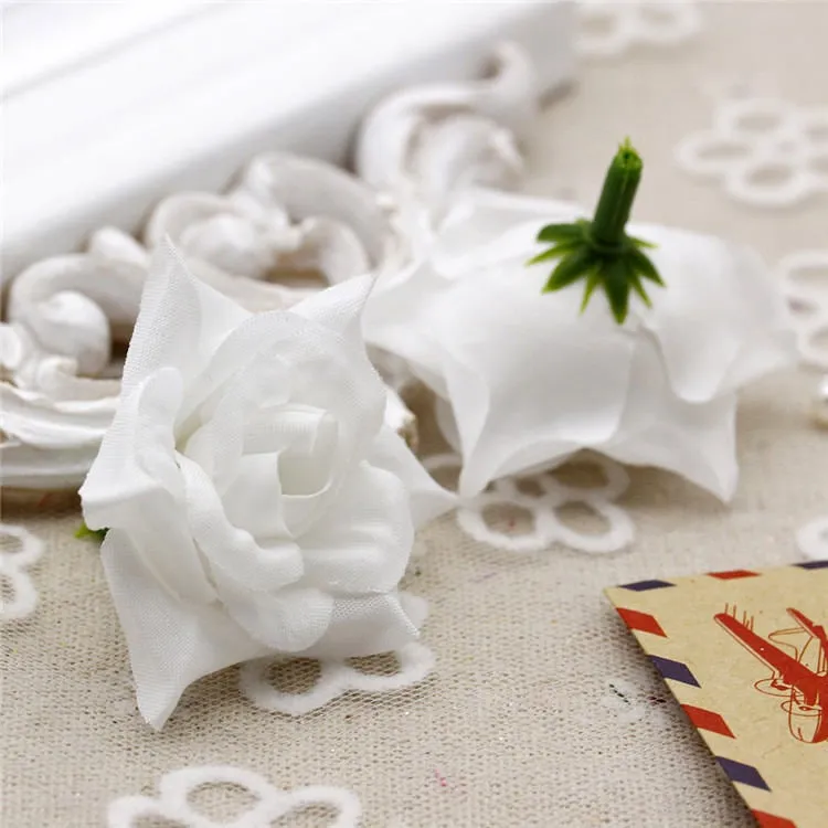 Silk Rose Heads Small Artificial Flowers 100PCS