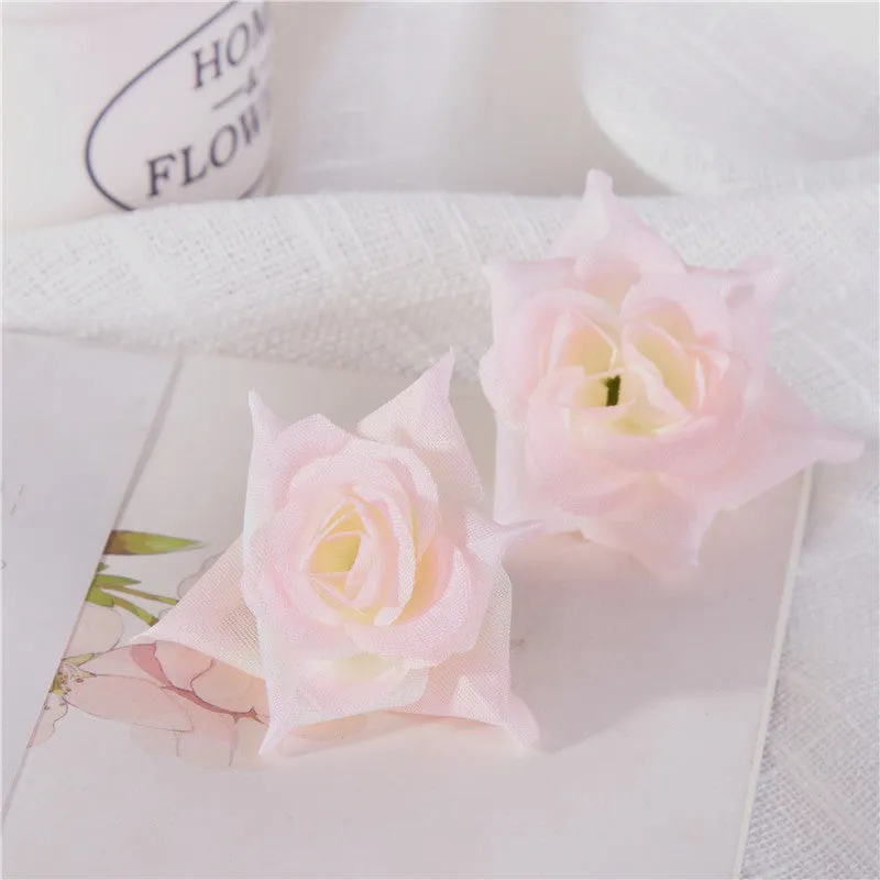 Silk Rose Heads Small Artificial Flowers 100PCS