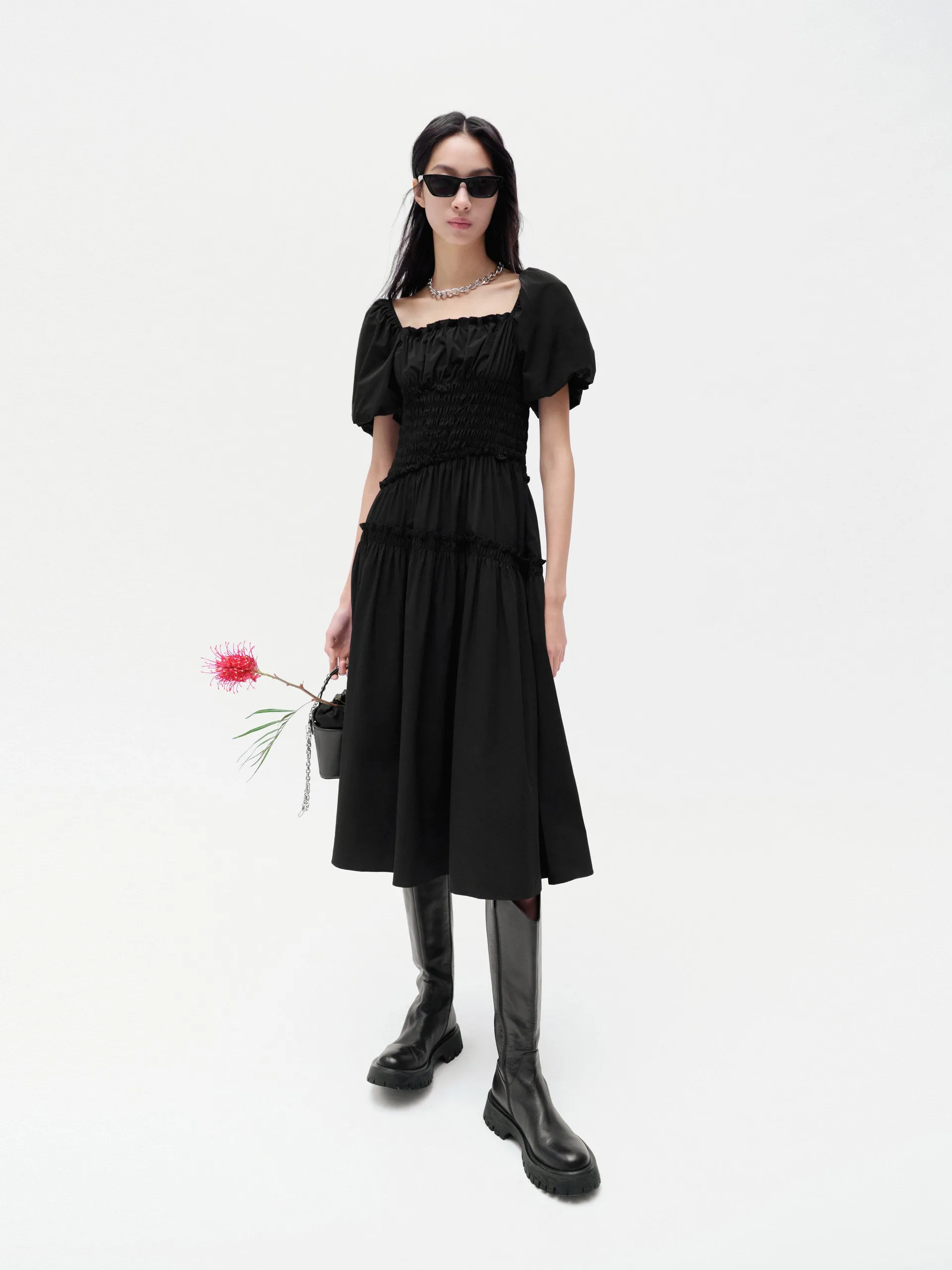 Square Neck Smocked Dress