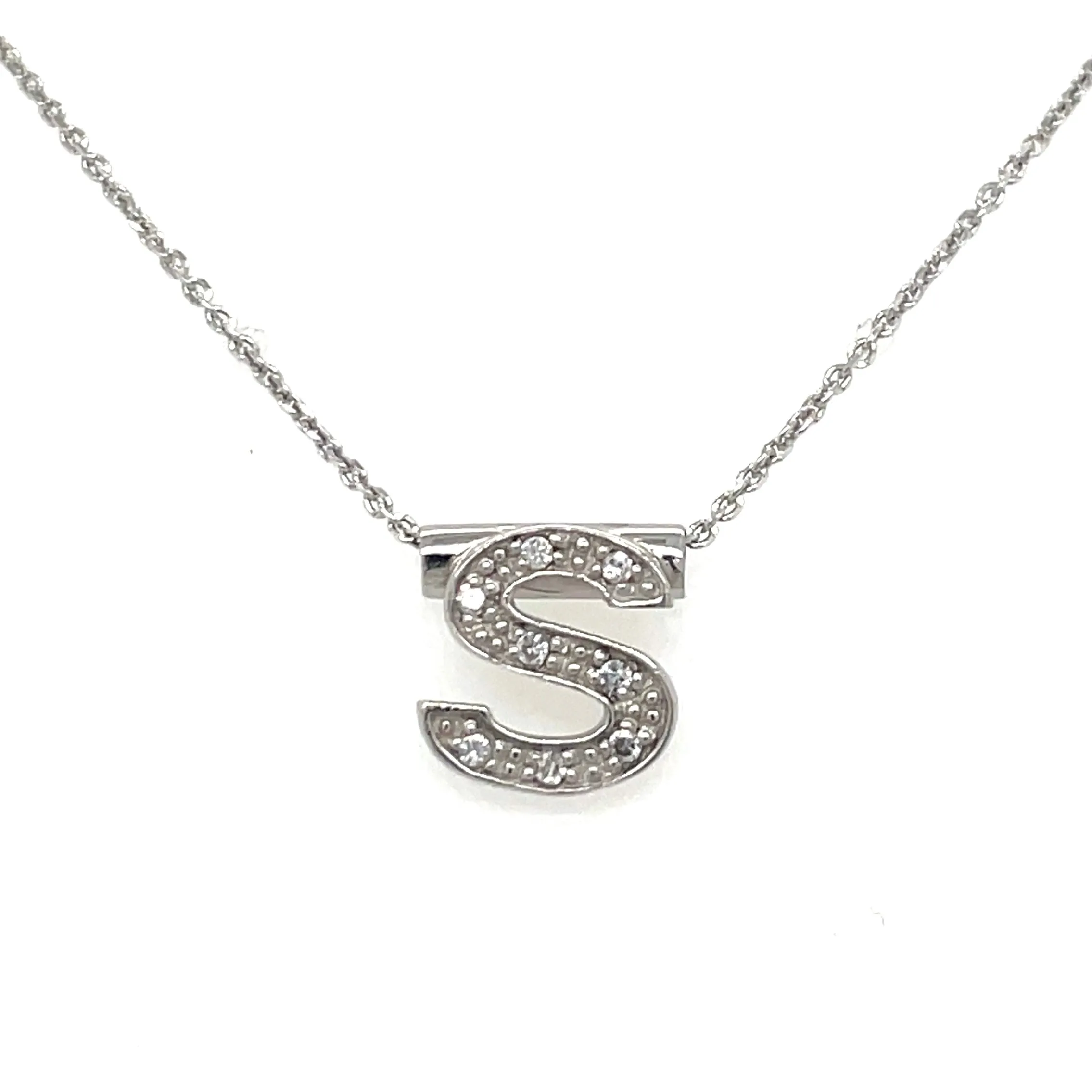 Sterling Silver Cz Necklace With Initials