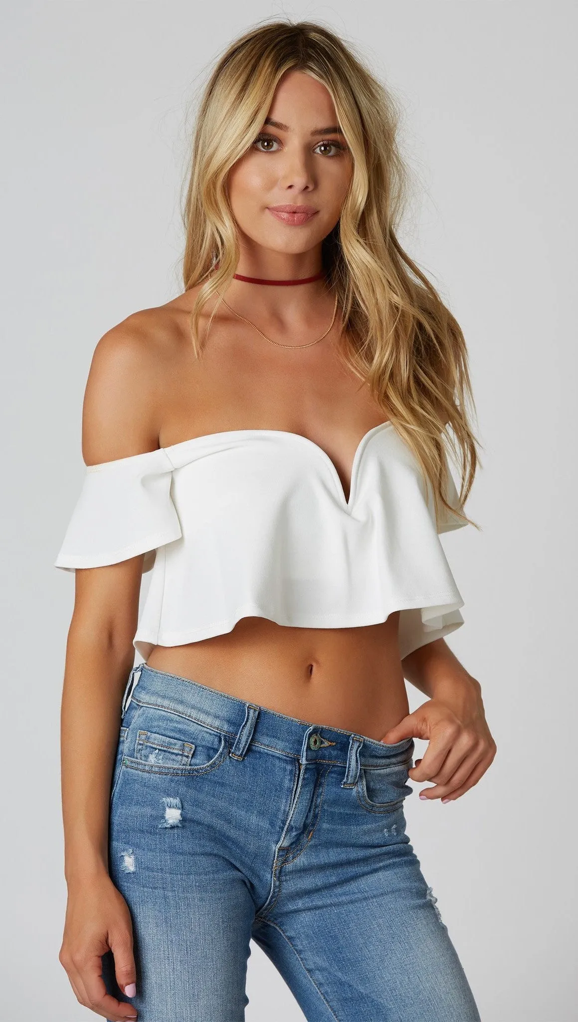Sweetheart Flutter Crop White