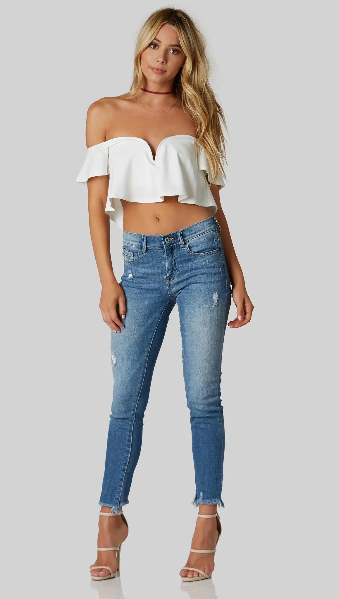 Sweetheart Flutter Crop White