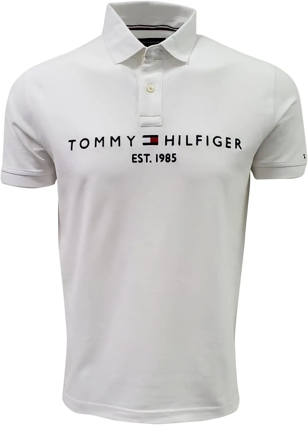 Tommy Hilfiger Mens Embroidered Graphic Logo Mesh Polo Shirt