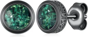 Vikings Earrings S925 Sterling Silver Malachite Vikings Stud Earrings Vikings Jewelry Gifts for Men Women