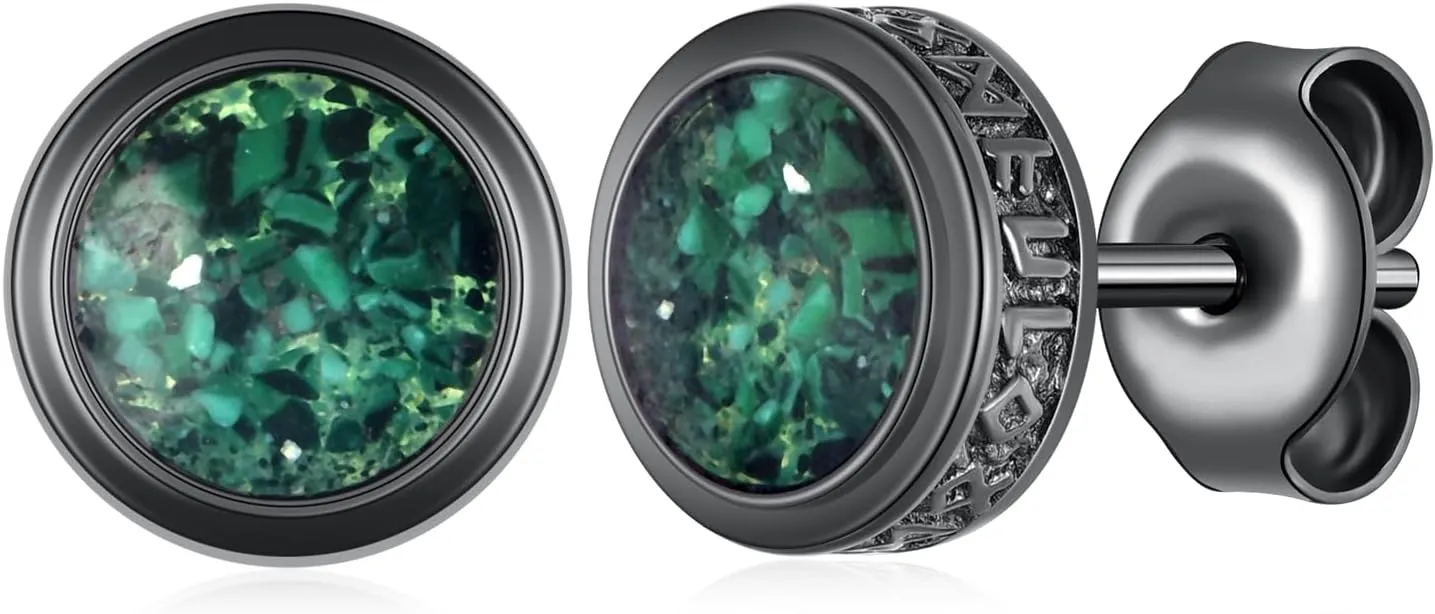 Vikings Earrings S925 Sterling Silver Malachite Vikings Stud Earrings Vikings Jewelry Gifts for Men Women