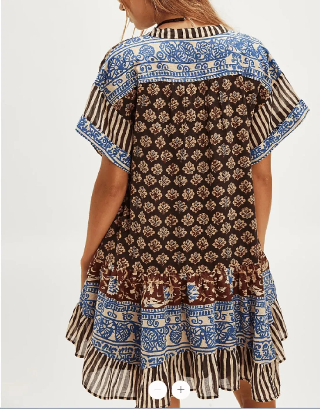 Womens Boho Mini Dress Y2k Floral Print Deep V-Neck Puff Sleeve Short Dress 2025 Summer Loose Beach Sundress