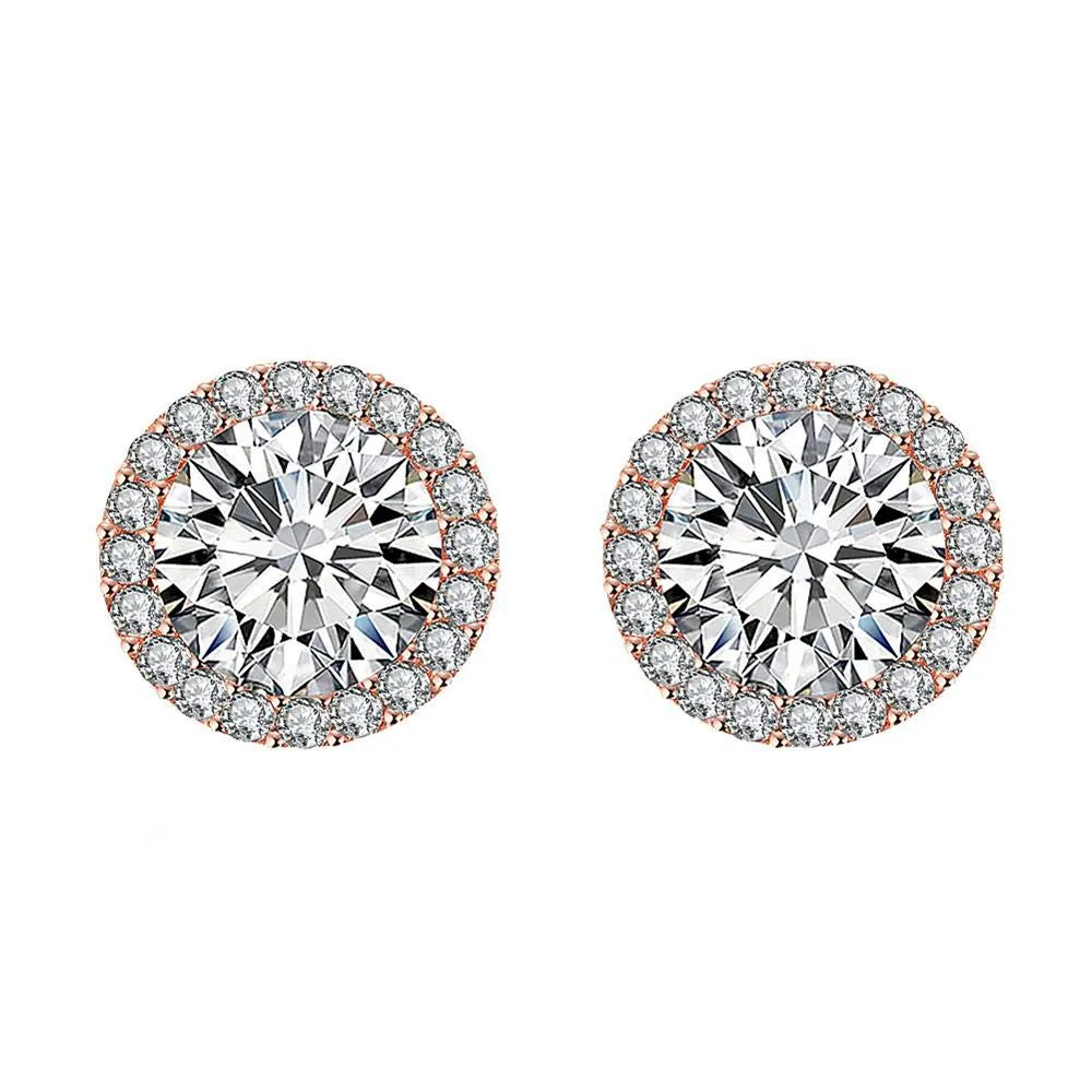 Yellow Chimes Stud Earrings for Women Crystals from Swarovski Moonlight Sparkling Rosegold Plated Stud Earrings for Women and Girls