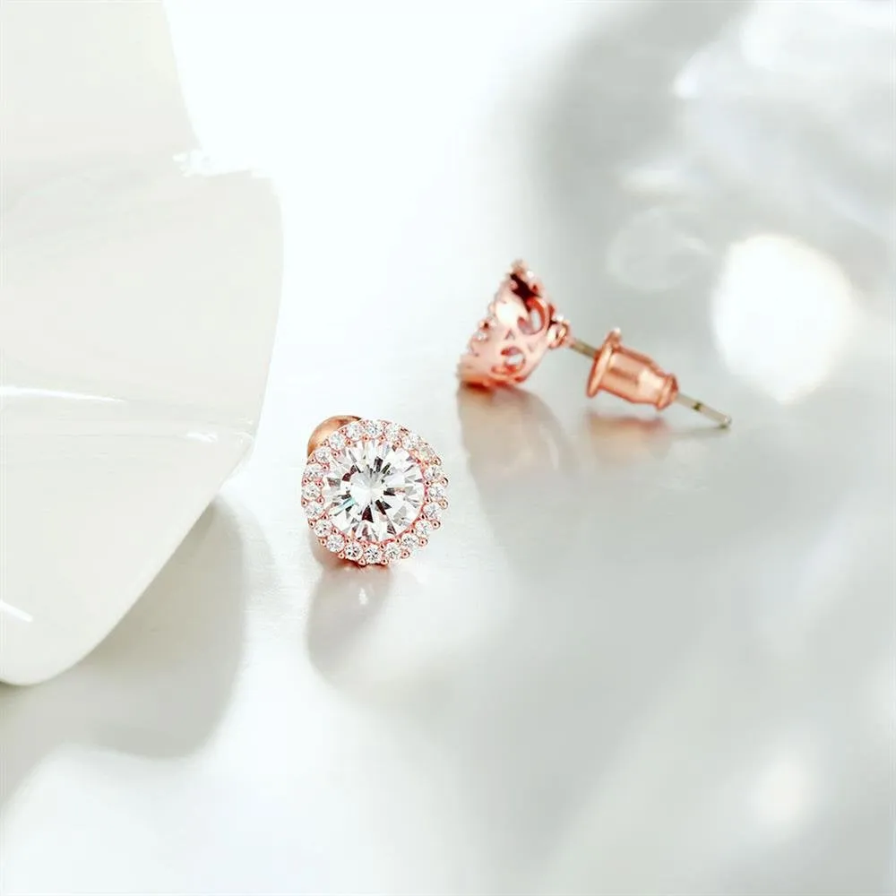 Yellow Chimes Stud Earrings for Women Crystals from Swarovski Moonlight Sparkling Rosegold Plated Stud Earrings for Women and Girls
